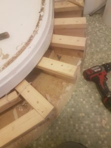 step into old shower tray